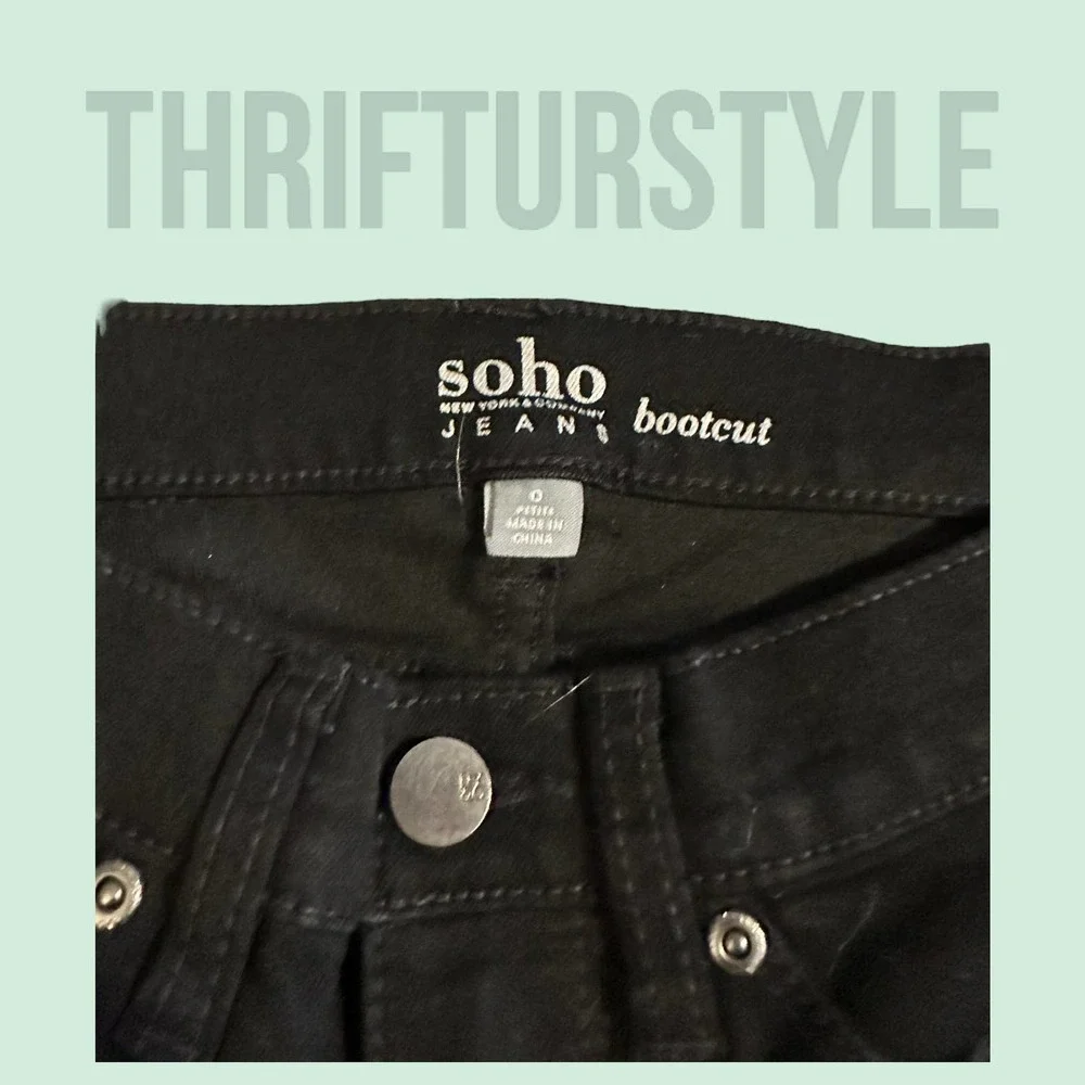 Soho Jeans Bootcut Black Denim Low Rise Size 0‎ Petite